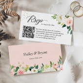Elegant Blush Floral Wedding Website UAWG QR Code Begleitkarte