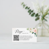 Elegant Blush Floral Wedding Website UAWG QR Code Begleitkarte (Stehend Vorderseite)