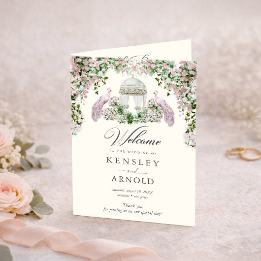 Elegant Blush Garden Folded Wedding Program Programm