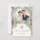 Elegant Blush Garden Photo Dankeskarte (Vorderseite)