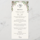 Elegant Blush Garden Wedding Dinner Menu Menükarte (Vorderseite)