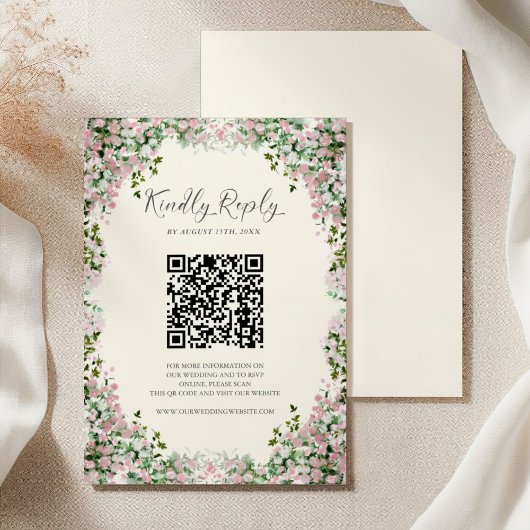 Elegant Blush Garden Wedding RSVP Card Karte