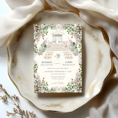 Elegant Blush Garden Wedding with Monogram Einladung