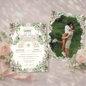 Elegant Blush Garden with Photo Wedding  Einladung