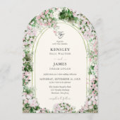 Elegant Blush Garden with Photo Wedding  Einladung (Vorderseite)