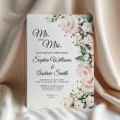 Elegant Blush Gentle Rose Blume Hochzeit Einladung