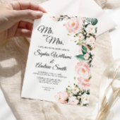 Elegant Blush Gentle Rose Blume Hochzeit Einladung