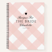 Elegant Blush Gingham Brautparty Rezept Notizblock (Vorderseite)