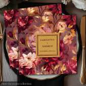 Elegant Blush Gold Burgundy Wedding Paper Napkins Serviette
