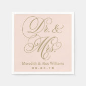 Elegant Blush Gold Dr. und Mrs. Script Monogram Serviette (Vorderseite)