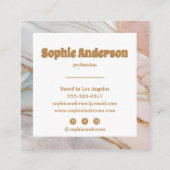 Elegant Blush & Gold Marble Square Business Card Quadratische Visitenkarte (Rückseite)