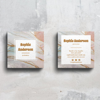 Elegant Blush & Gold Marble Square Business Card Quadratische Visitenkarte