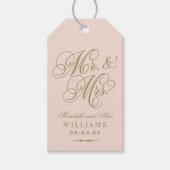 Elegant Blush Gold Mr. und Mrs. Script Monogram Geschenkanhänger (Vorderseite)
