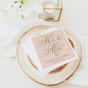 Elegant Blush Gold Mr. und Mrs. Script Monogram Serviette