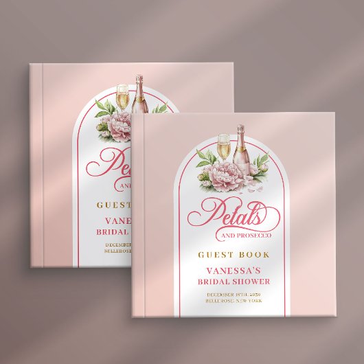 Elegant blush gold petals prosecco Shower book Gästebuch