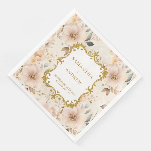 Elegant Blush Gold Wedding Paper Napkins Serviette (Ecke)