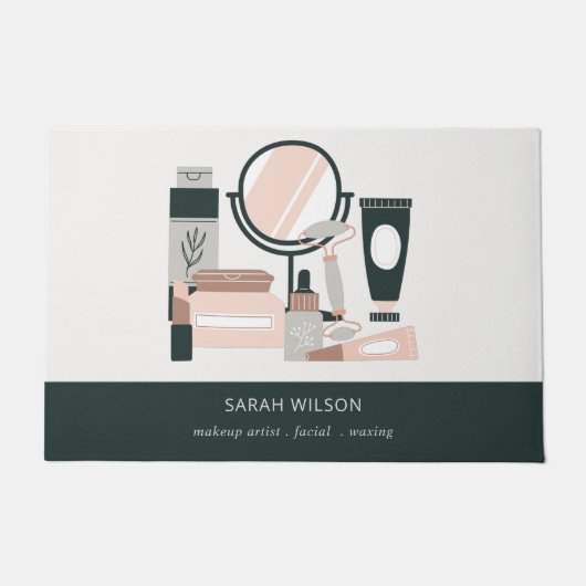 Elegant Blush Gray Makeup Artist Cosmologe Fußmatte (Vorderseite)