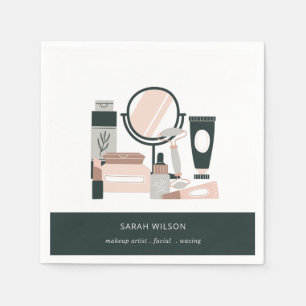 Elegant Blush Gray Makeup Artist Cosmologe Serviette
