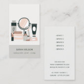 Elegant Blush Gray Makeup Artist Cosmologe Visitenkarte (Vorne/Hinten)