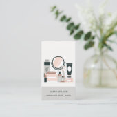 Elegant Blush Gray Makeup Artist Cosmologe Visitenkarte (Stehend Vorderseite)