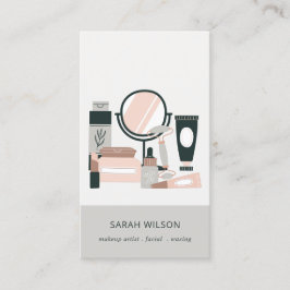 Elegant Blush Gray Makeup Artist Cosmologe Visitenkarte