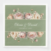 Elegant Blush Greenery Peonies Paper Napkin Serviette (Vorderseite)
