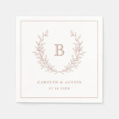 Elegant Blush Laurel Wreath Wedding Monogram Serviette (Vorderseite)