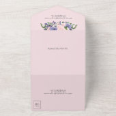 Elegant Blush & Lavender Floral Gold Wedding All In One Einladung (Außenbereich)