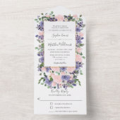 Elegant Blush & Lavender Floral Gold Wedding All In One Einladung (Innen Boden)