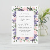 Elegant Blush & Lavender Floral Gold Wedding Einladung (Stehend Vorderseite)