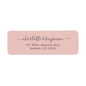 Elegant Blush Navy Blue Script Rücksendeadresse (Vorne)