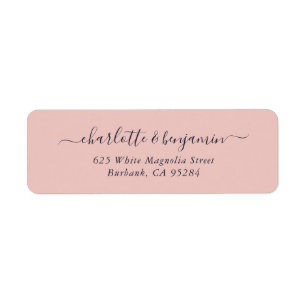 Elegant Blush Navy Blue Script Rücksendeadresse