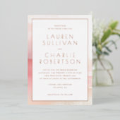 Elegant Blush Ombre Wedding Invitation Folieneinladung (Stehend vorne)