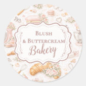 Elegant Blush Patisserie Bakery Business Runder Aufkleber (Vorderseite)