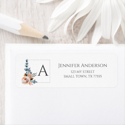 Elegant Blush Peach Blue Floral erste Adresse (Insitu)