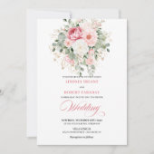 Elegant Blush Peony Botanical Gold Wedding Invite Einladung (Vorderseite)