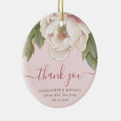 Elegant Blush Peony Floral Danke Gastgeschenk Hoch Keramik Ornament (Rechts)
