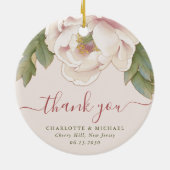 Elegant Blush Peony Floral Danke Gastgeschenk Hoch Keramik Ornament (Hinten)
