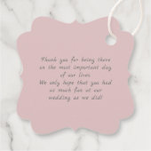 Elegant Blush Peony Floral Danke Hochzeit Geschenkanhänger (Rückseite)