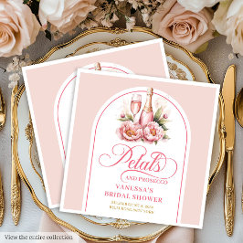 Elegant Blush Petals and Prosecco Custom Napkins Serviette