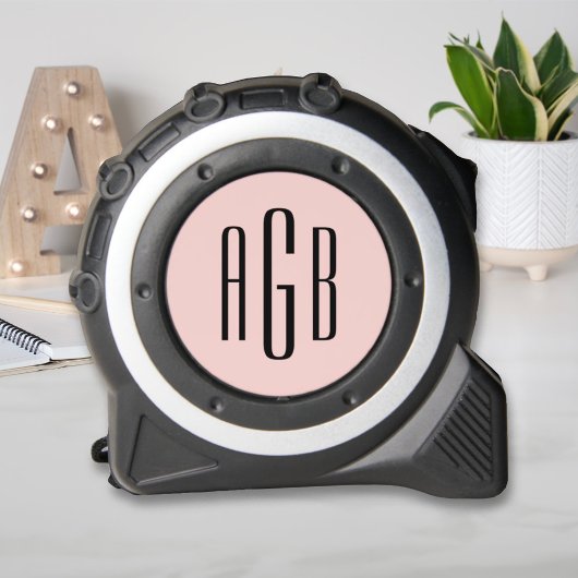 Elegant Blush Pink 3 Letter Monogram Initials Maßband