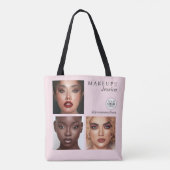 Elegant Blush Pink 3 Photo Logo Makeup Studio Tasche (Rückseite)