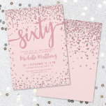 Elegant Blush Pink 60. Geburtstag Einladung<br><div class="desc">Die elegante und feierliche 60. Geburtstagsfeier lädt zum Verweilen ein. Das aktualisierte Design zeichnet sich durch einen weichen, rosa Hintergrund auf Vorder- und Rückseite aus, gepaart mit eleganten goldenen Schriftart der Rose. Oben wird "Sixty" in kühlem Kalligraphie vorgestellt, was den Ton für eine lustige und unvergessliche Feier bildet. Der Text...</div>