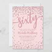 Elegant Blush Pink 60. Geburtstag Einladung (Vorderseite)