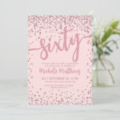 Elegant Blush Pink 60. Geburtstag Einladung (Stehend Vorderseite)