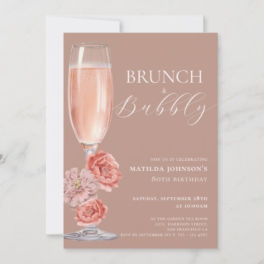 Elegant Blush Pink 80. Geburtstag Einladung (Vorderseite)