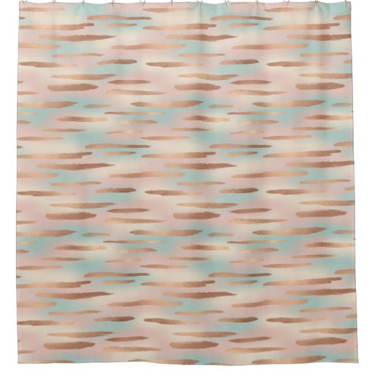 Elegant Blush Pink, Aqua & Gold Seamless Pattern Duschvorhang (Vorderseite)