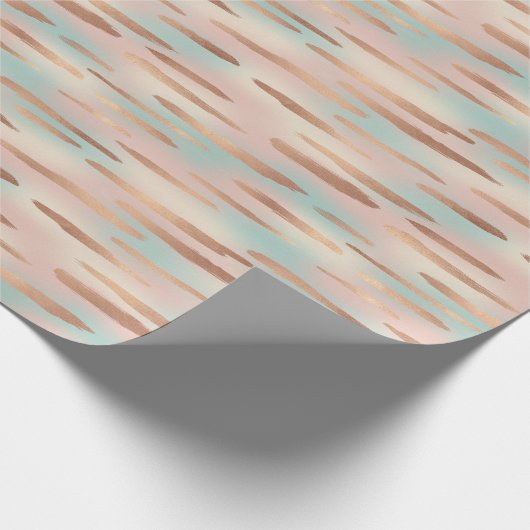 Elegant Blush Pink, Aqua & Gold Seamless Pattern Geschenkpapier (Ecke)