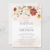 Elegant Blush Pink Aquarelltaufe 1. Geburtstag Einladung (Vorderseite)