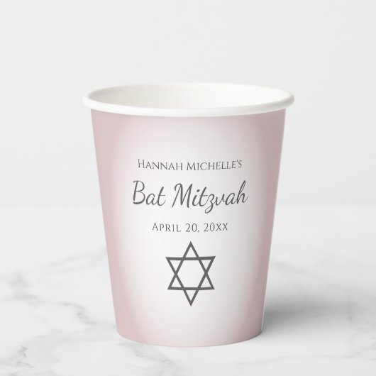 Elegant Blush Pink Bat Mitzvah Star von David Pappbecher (Rückseite)
